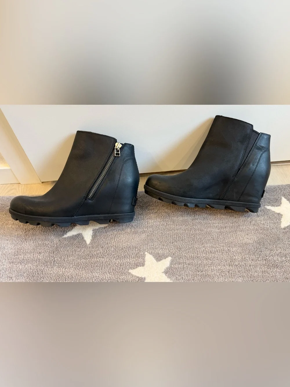 SOREL Joan Rhapsody™ Zip Women's Wedge Boot in Black, Black Size 9